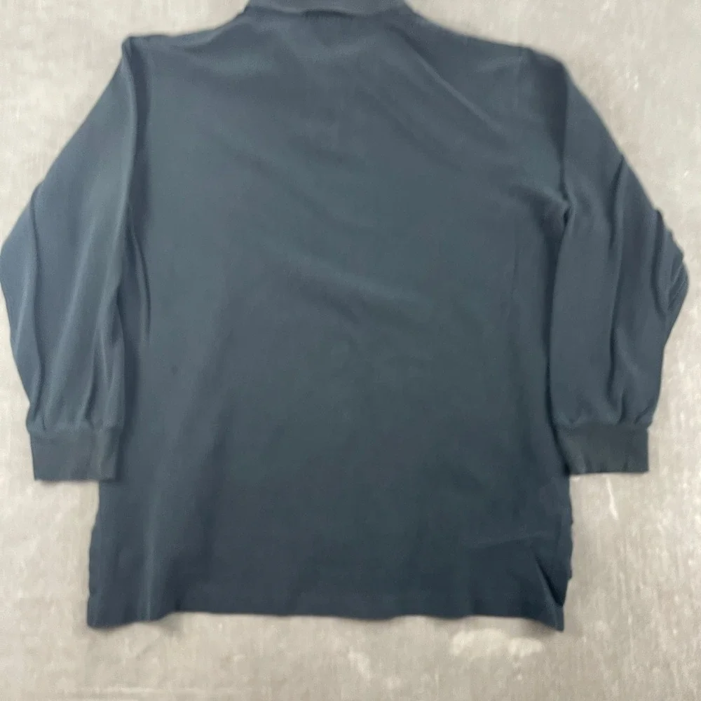 Polo Ralph Lauren Mens L Black Long Sleeve Polo Shirt Purple Pony Logo